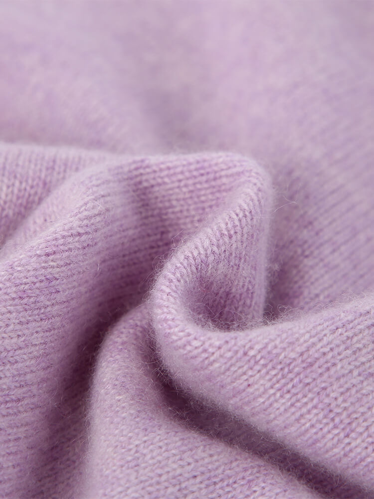 Girls Purple Cashmere Crewneck Pullover Sweater with Fuzzy Bunny